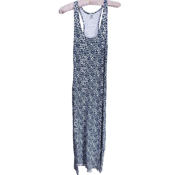 H&M Navy White Maxi Dress Medium Relaxed Coastal Chic Layering Minimalist Soft - Picture 3 of 6